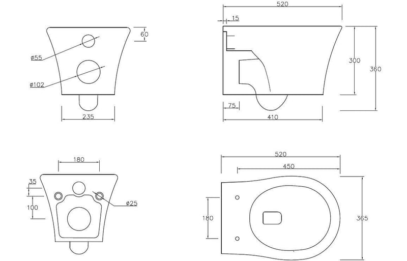 Parum Rimless Wall Hung Toilet With Soft Close Seat