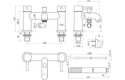 Pesco Basin Mixer and Bath Filler/Shower Tap with Click-Clack Waste, Brushed Bronze