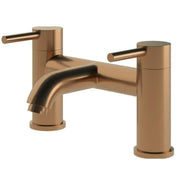 Pesco Basin Mixer and Bath Filler/Shower Tap with Click-Clack Waste, Brushed Bronze