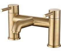 Pesco Bath Filler Tap, Brushed Brass, Modern Lever Style