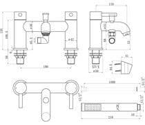 Pesco Bath Shower Mixer Tap, Brushed Brass, Modern Lever Style
