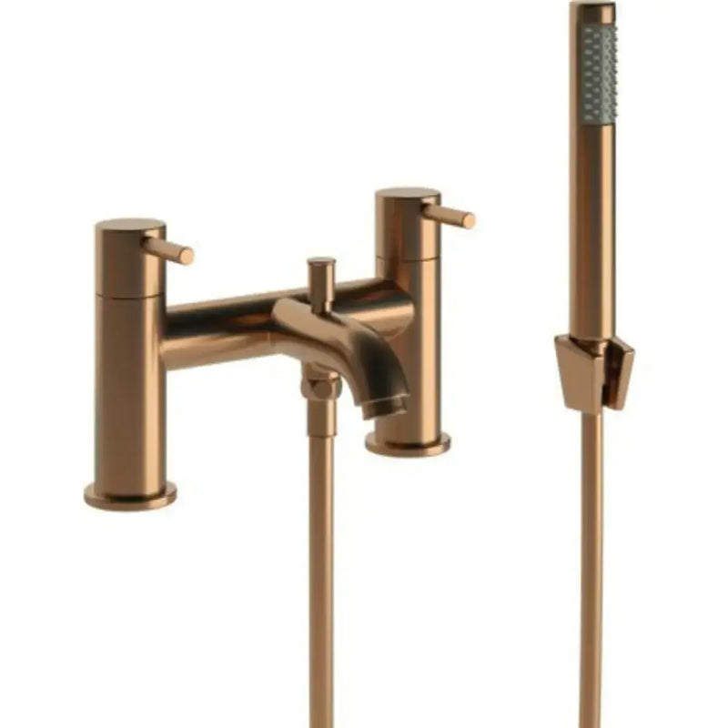 Pesco Bath Shower Mixer Tap, Brushed Bronze, Modern Lever Style