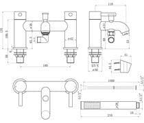 Pesco Bath/Shower Mixer Tap with Bracket, Chrome, Modern Lever Style
