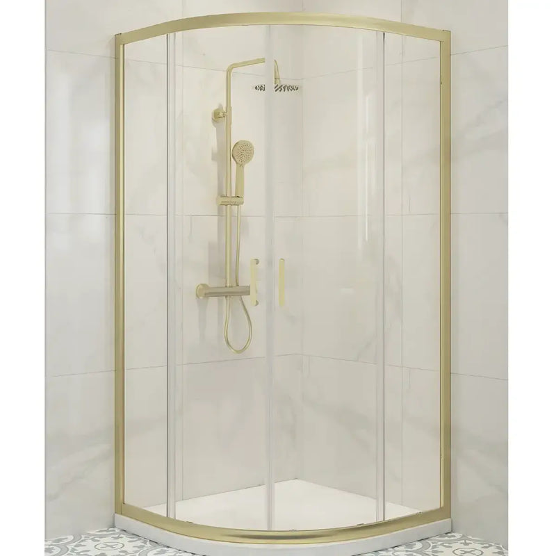 Pesco Brushed Brass 800mm Quadrant Shower Pack