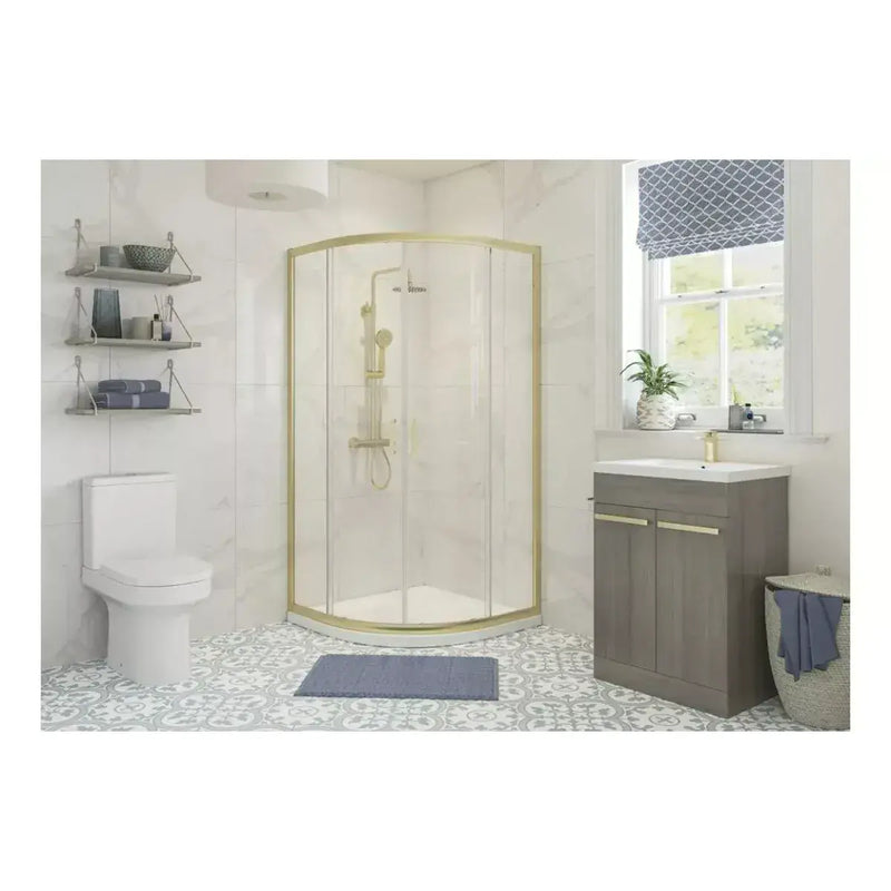 Pesco Brushed Brass 800mm Quadrant Shower Pack