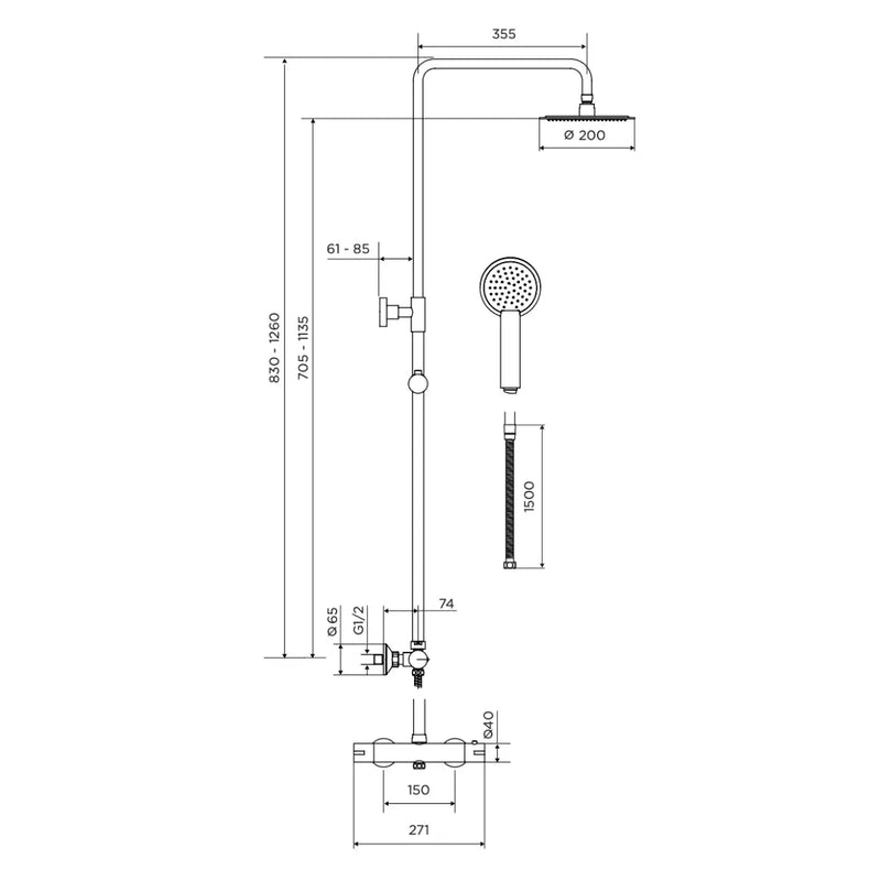 Pesco Brushed Brass 900mm Quadrant Shower Pack