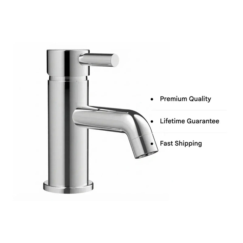 Pesco Cloakroom Basin Mixer Tap with Click-Clack Waste, Chrome, Modern Lever Style