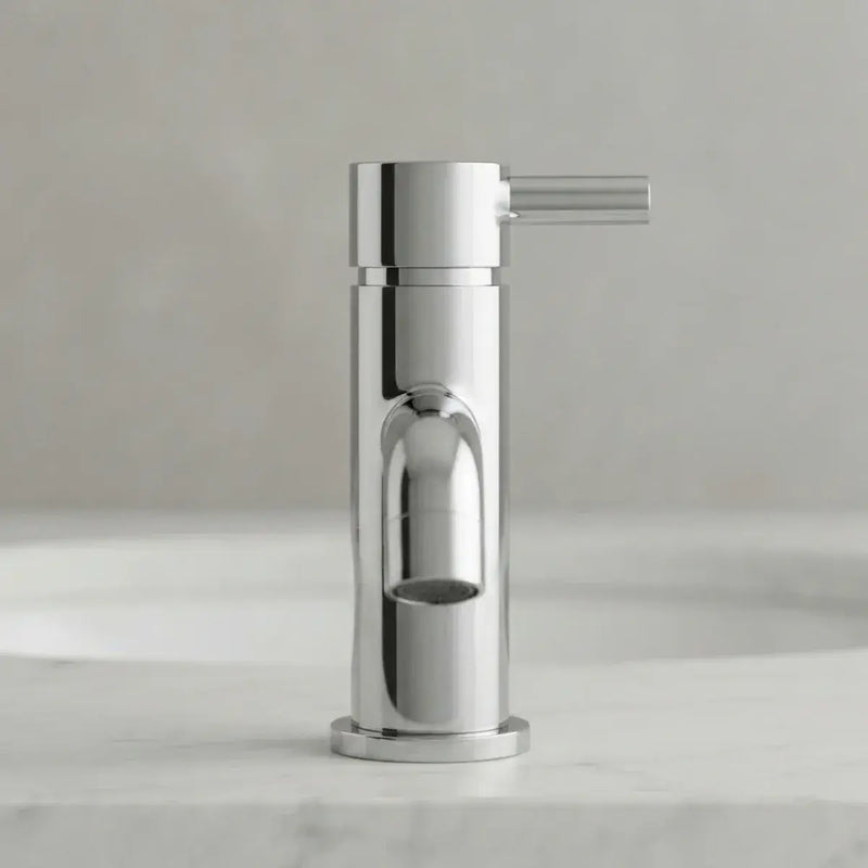 Pesco Cloakroom Basin Mixer Tap with Click-Clack Waste, Chrome, Modern Lever Style
