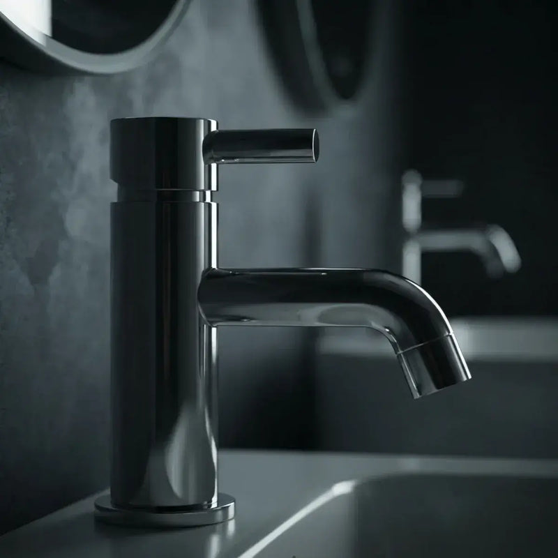 Pesco Cloakroom Basin Mixer Tap with Click-Clack Waste, Chrome, Modern Lever Style