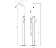 Pesco Floor Standing Bath/Shower Mixer Tap, Brushed Brass, Modern Lever Style