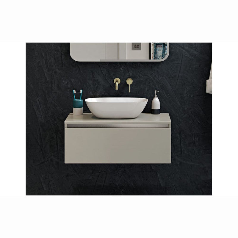 Pesco Mono Wall Mounted Basin Tap, Brushed Brass, Modern Lever Style