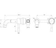 Pesco Mono Wall Mounted Basin Tap, Brushed Brass, Modern Lever Style