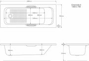 Premium 8mm Reinforced 1600 x 700mm Bath | Twin Grips & Anti-Slip Base