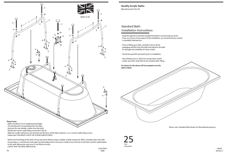 Premium 8mm Reinforced 1600 x 700mm Bath | Twin Grips & Anti-Slip Base