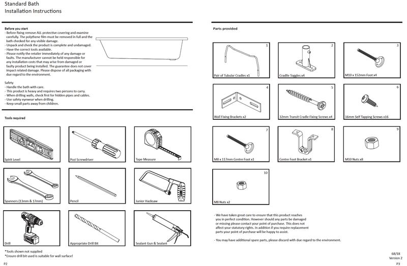 Premium 8mm Reinforced 1600 x 700mm Bath | Twin Grips & Anti-Slip Base