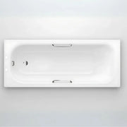 Premium Steel Bath with Grips, Anti-slip Bath, 1700mm x 700mm, White, 2 Tap Holes