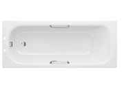 Premium Steel Bath with Grips, Anti-slip Bath, 1700mm x 700mm, White, 2 Tap Holes