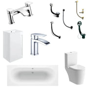 Reinforced Emery Round Double Ended Bath, Basin Unit, Close Coupled Toilet, Taps, Wastes
