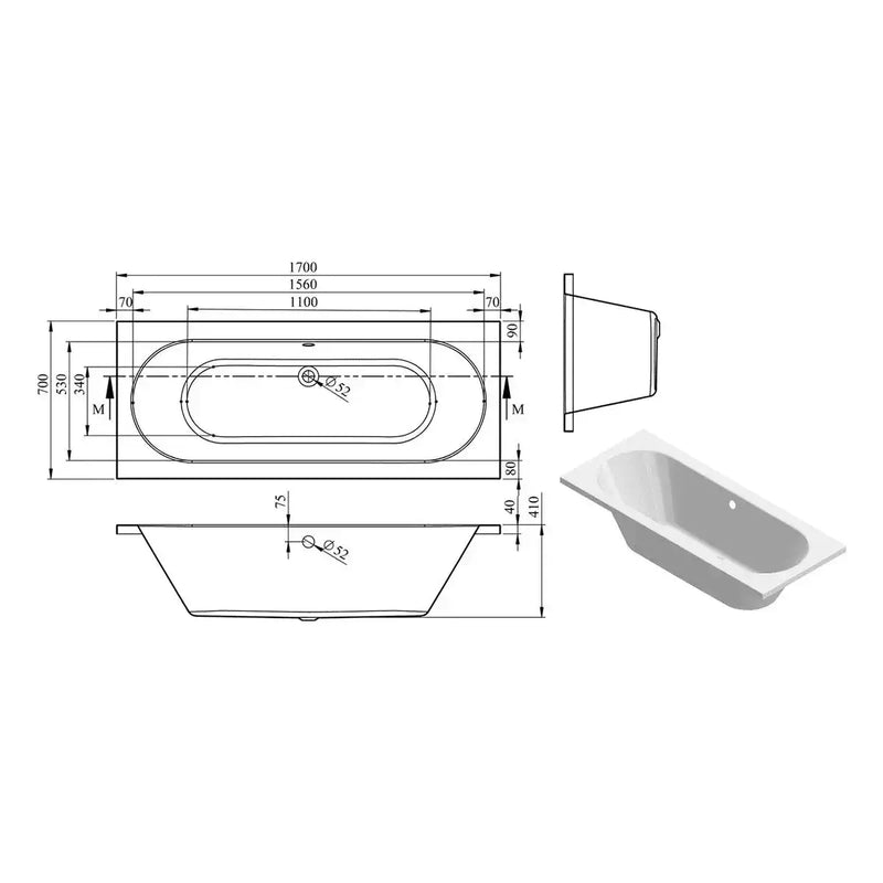 Reinforced Emery Round Double Ended Bath, Basin Unit, Close Coupled Toilet, Taps, Wastes
