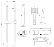 Revatin Cool Touch Thermostatic Bar Mixer Shower, Square
