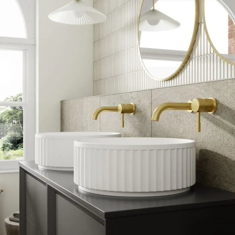 Ripple 400mm Matt White Ceramic Countertop Washbowl Basin