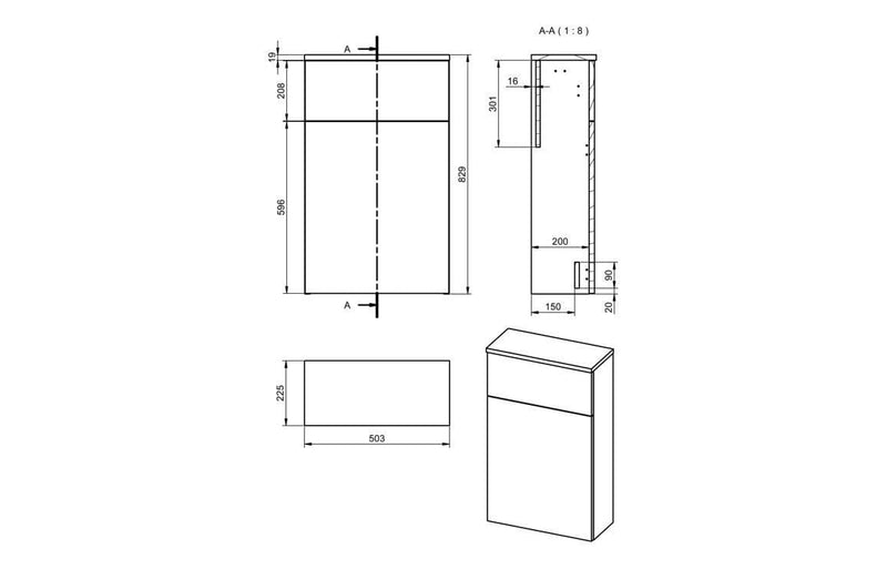 Riser 500mm Floor Standing WC Unit, Matt Storm Blue
