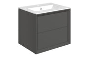 Riser 615mm 2 Drawer Wall Hung Basin Unit, Matt Clay