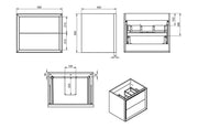 Riser 615mm 2 Drawer Wall Hung Basin Unit, Matt Clay