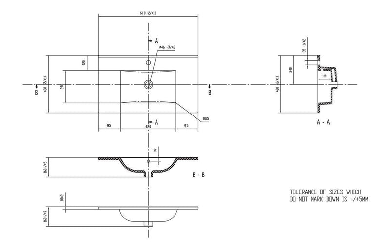 Riser 615mm 2 Drawer Wall Hung Basin Unit, Matt Clay