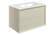 Riser 815mm 2 Drawer Wall Hung Basin Unit, Matt Cotton