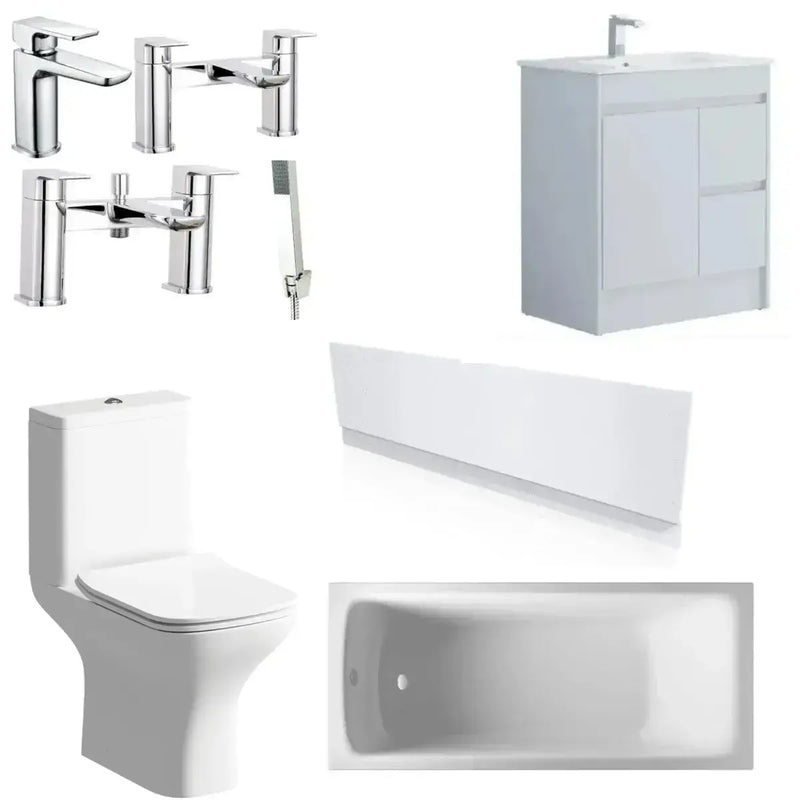 Rockall 1800 x 800mm Bath with Waterproof Vanity Unit & Panel Pack