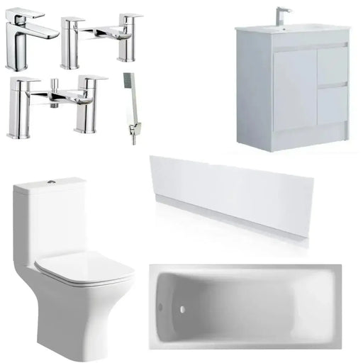 Rockall 1800 x 800mm Bath with Waterproof Vanity Unit & Panel Pack