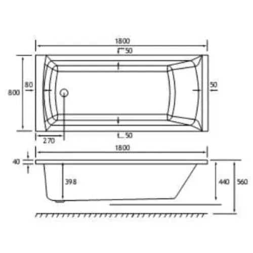 Rockall 1800 x 800mm Bath with Waterproof Vanity Unit & Panel Pack