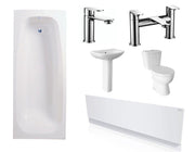 Rockstone Kaya Reinforced Bath Pack With Modern Basin and Toilet - Bath, Panel, Basin, Toilet, Taps & Waste