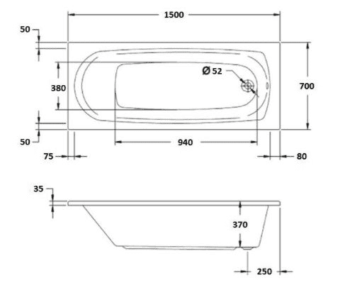 Rockstone Kaya Reinforced Bath Pack With Modern Basin and Toilet - Bath, Panel, Basin & Toilet (No Taps)