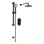 Round Concealed Valve Head & Arm Shower Pack - Black