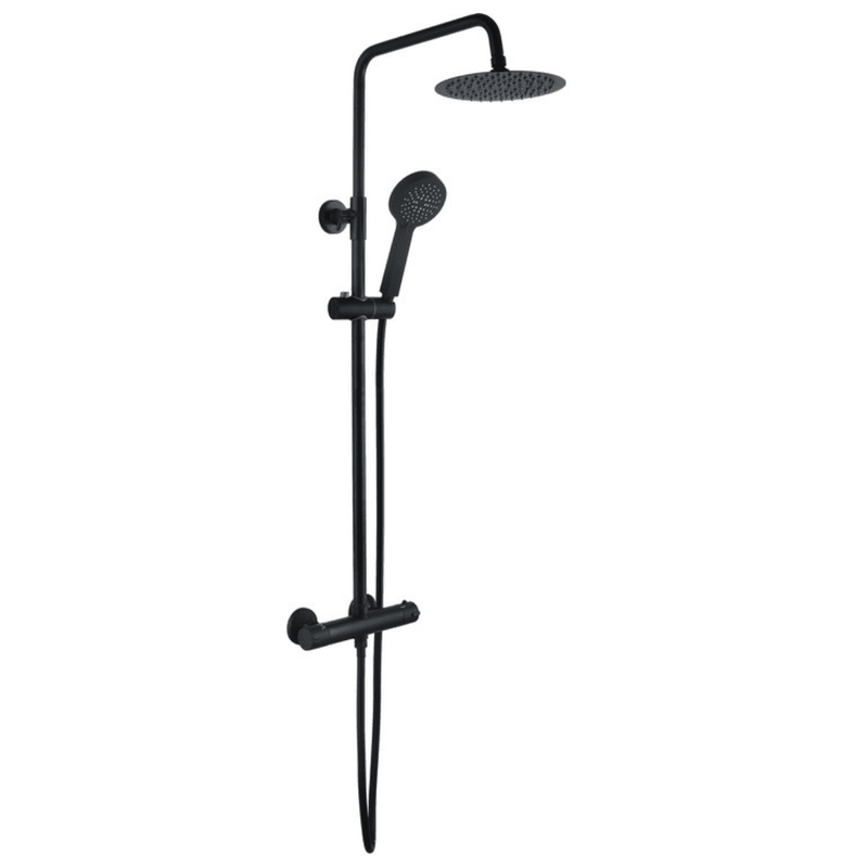 Round Cool Touch Thermostatic Bar Mixer and Riser Kit, Matt Black