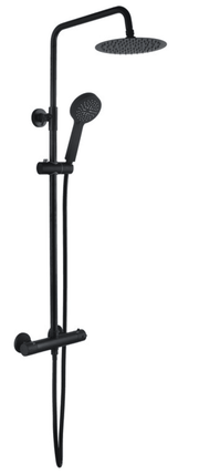 Round Cool Touch Thermostatic Bar Mixer and Riser Kit, Matt Black