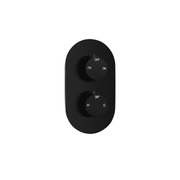 Round Matt Black Concealed Shower Pack with Heads. Twin Outlet - BIV