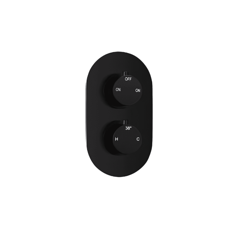Round Matt Black Concealed Shower Pack with Heads. Twin Outlet - BIV