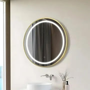 Round Mirror, 600mm, Brushed Brass, Front Lit, LED