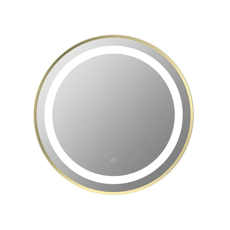 Round Mirror, 600mm, Brushed Brass, Front Lit, LED