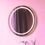 Round Mirror, 600mm, Brushed Bronze, Front Lit, LED
