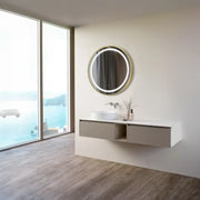 Round Mirror, 600mm, Brushed Bronze, Front Lit, LED