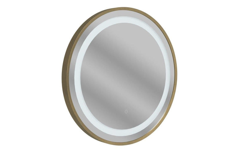 Round Mirror, 600mm, Brushed Bronze, Front Lit, LED