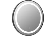 Round Mirror, 600mm, Matt Black, Front Lit, LED