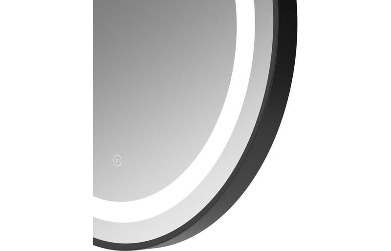 Round Mirror, 600mm, Matt Black, Front Lit, LED