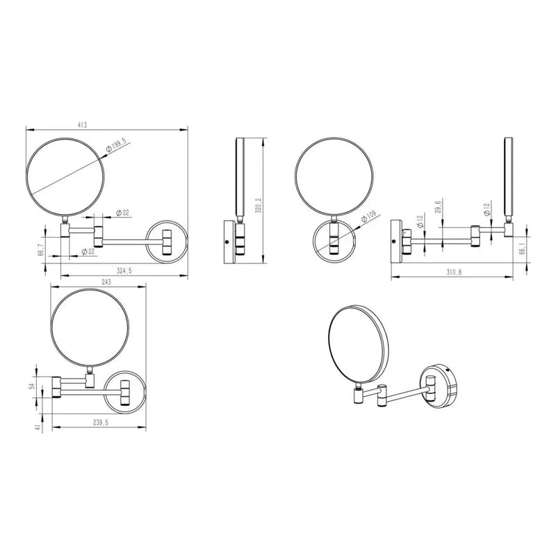 Ryel Round Cosmetic Bathroom Mirror - Chrome