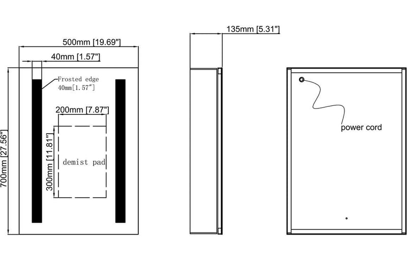 Sachen 500mm 1 Door LED Mirrored Cabinet
