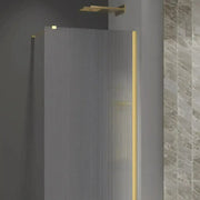 Saturn Brushed Brass Fluted Shower Screen with Shower, Extra Large Tray & Waste